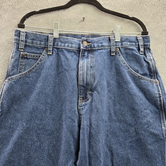 VINTAGE Dickies Men Jeans 34X34 Blue Denim Carpenter Gorpcore Logo 31" Y2K - Picture 10 of 11